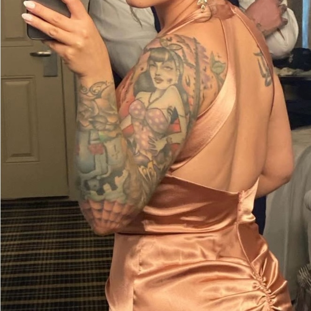 Elegant Satin Peach Dress